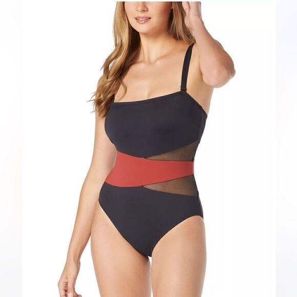 Coco Reef Women's Contours Bandeau
Mesh Tummy-Control One-Piece Swimsuit Spice - Picture 2 of 13